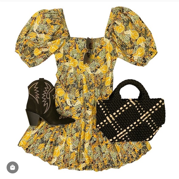 Oliphant Tuckernuck Bubble Skirt Mini Dress (M) Eden Apricot - Picture 4 of 5